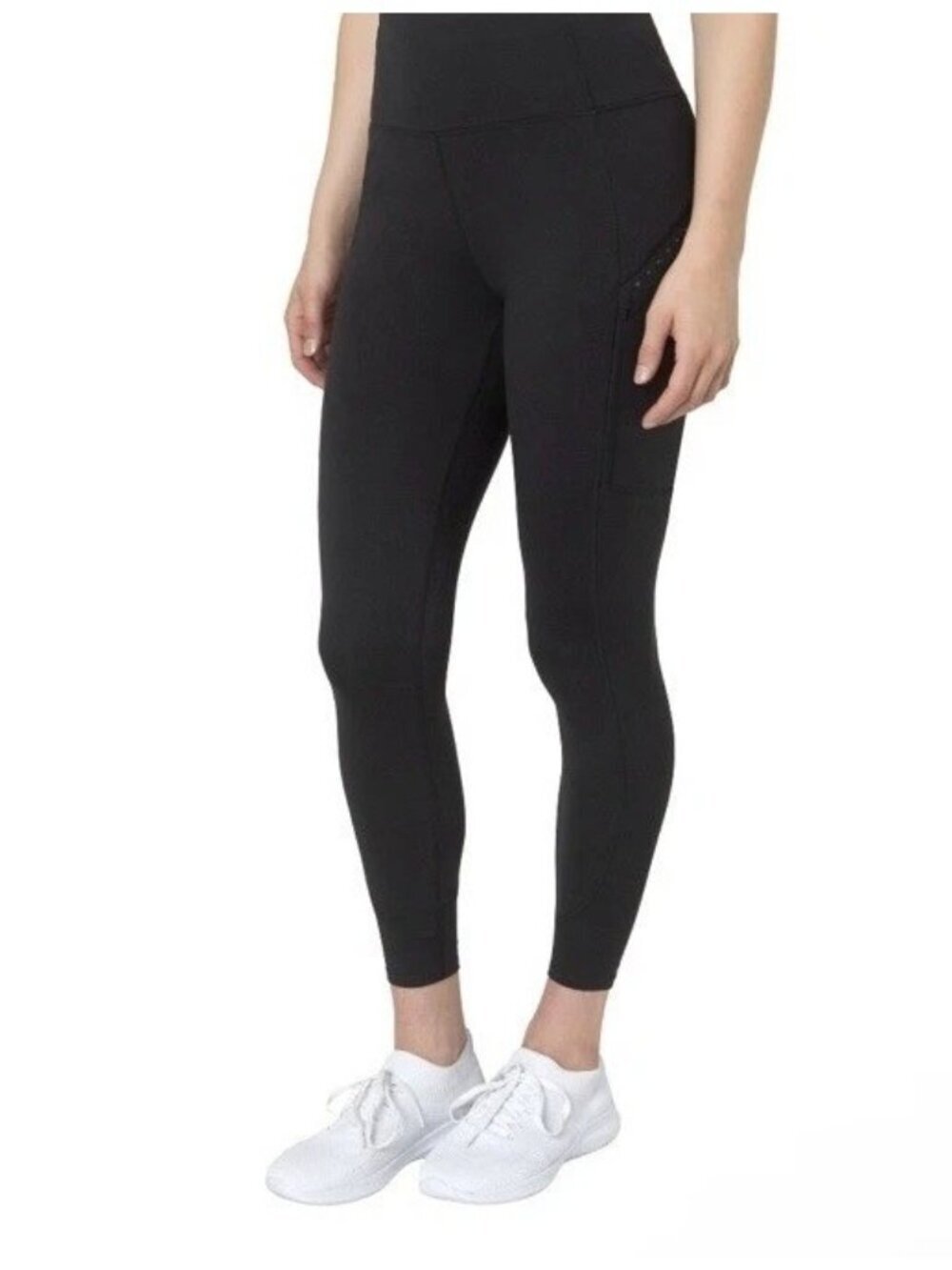 NWT Mondetta Women's L Reflective Crop Leggings Active wear Black B0511